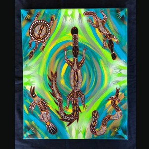 Aboriginal Painting green and blue